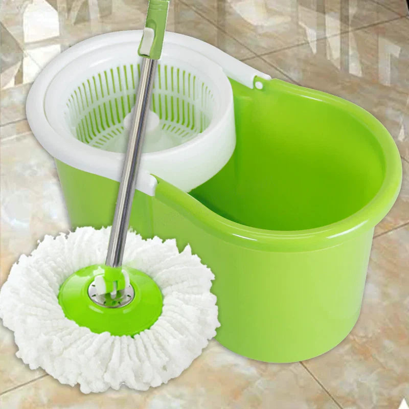 Trapeador Giratorio con Cesta Metalica y Balde Exprimidor